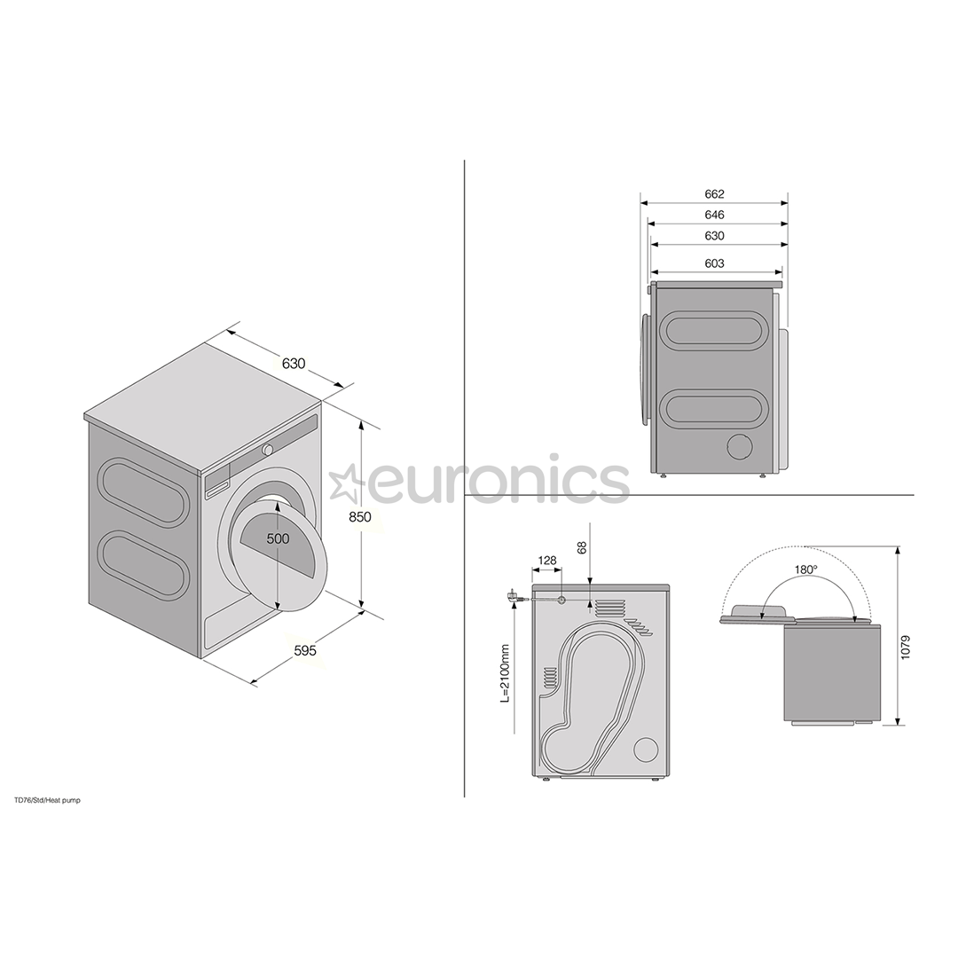 Asko, 8 kg, depth 63 cm - Clothes dryer
