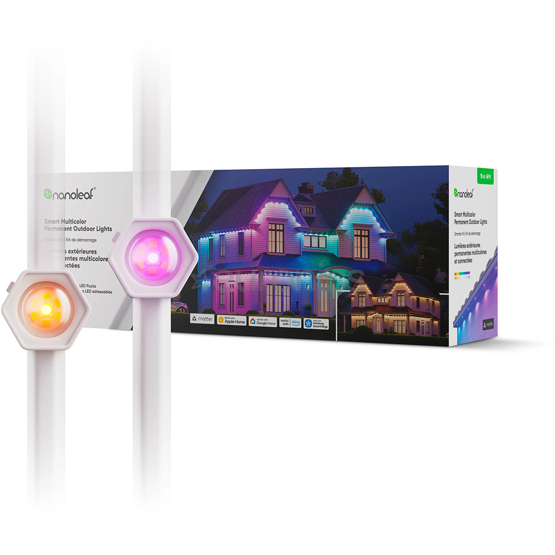 Nanoleaf Smart Multicolor Permanent Outdoor Lights, Starter kit, 15 м, RGB, белый - Умные светодиодные светильники