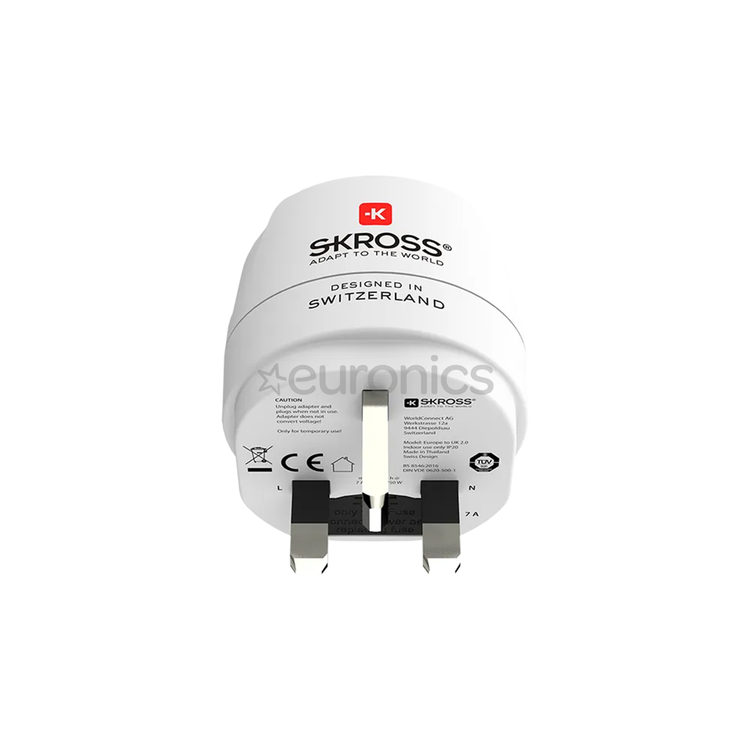 Skross Europe to UK, valge - Reisiadapter