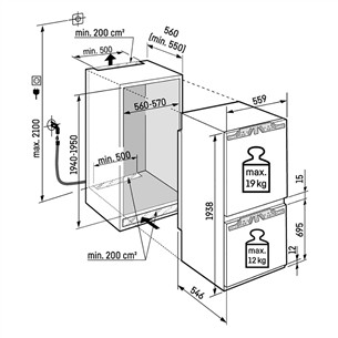 Liebherr Prime BioFresh NoFrost, 276 L, height 194 cm - Built-in refrigerator