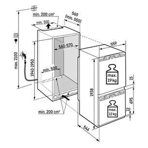 Liebherr Prime BioFresh NoFrost, 276 L, height 194 cm - Built-in refrigerator