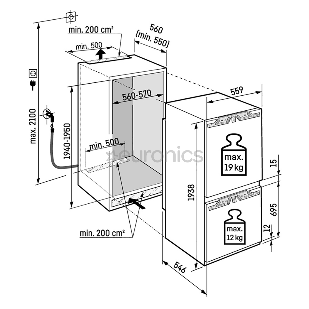 Liebherr Prime BioFresh NoFrost, 276 L, height 194 cm - Built-in refrigerator