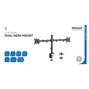 Deltaco Dual Desk Mount, 13-32'', черный - Крепление для монитора