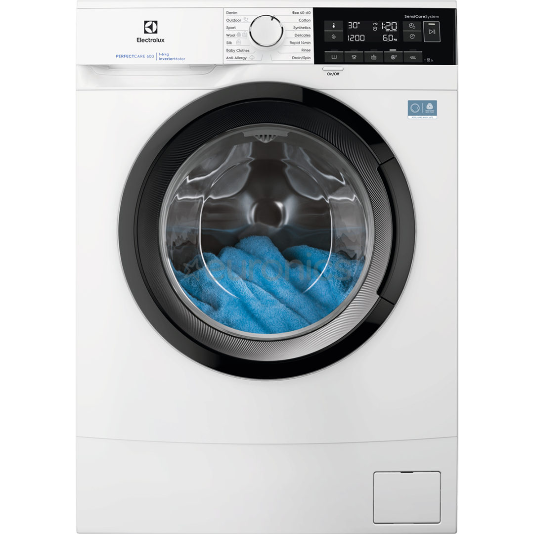 Electrolux 600 Series SensiCare, 6 kg, depth 37.8 cm, 1200 rpm - Front load washing machine