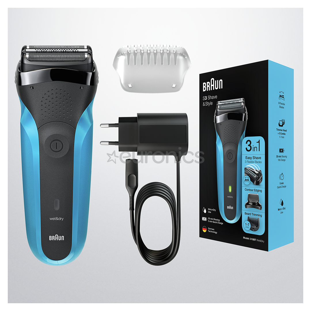 Braun Series 3 Shave & Style, Wet & Dry, blue - Shaver