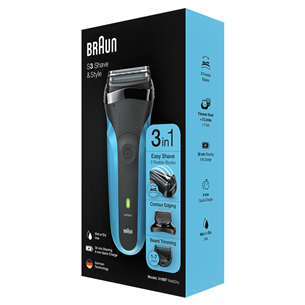 Braun Series 3 Shave & Style, Wet & Dry, blue - Shaver