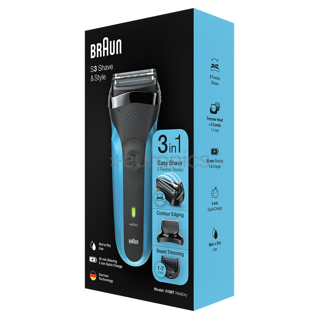 Braun Series 3 Shave & Style, Wet & Dry, синий - Бритва
