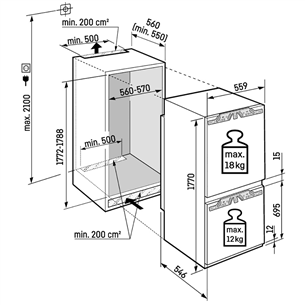 Liebherr Plus BioFresh, 255 L, height 177 cm - Built-in refrigerator