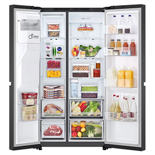 LG, Water & Ice Dispenser, 641 L, height 179 cm, matt black - SBS-Refrigerator