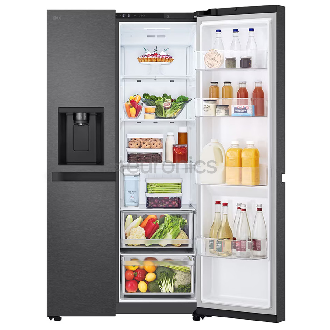 LG, Water & Ice Dispenser, 641 L, height 179 cm, matt black - SBS-Refrigerator