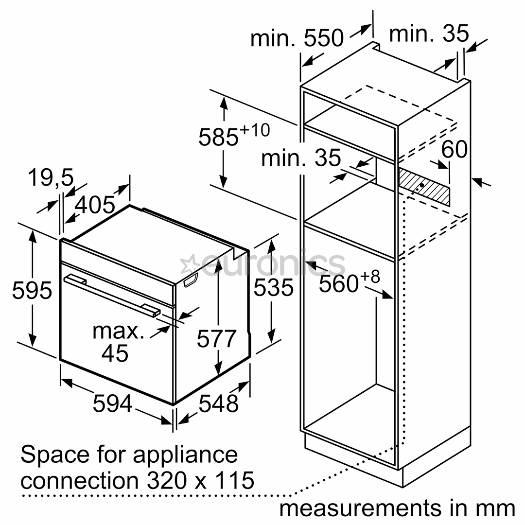 Bosch, Seeria 8, hüdrolüütiline puhastus, 71 L, must - Integreeritav ahi