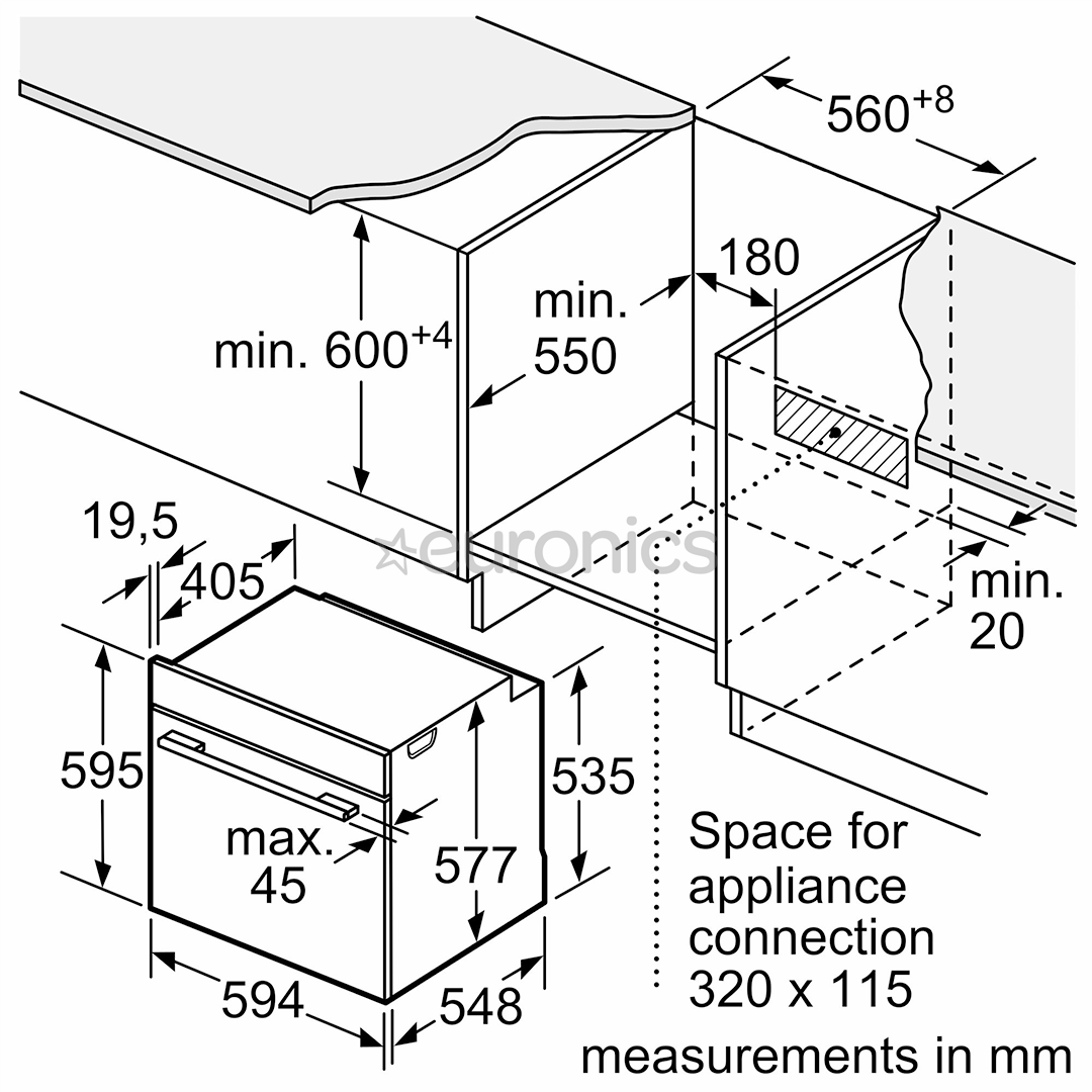 Bosch, Seeria 8, hüdrolüütiline puhastus, 71 L, must - Integreeritav ahi