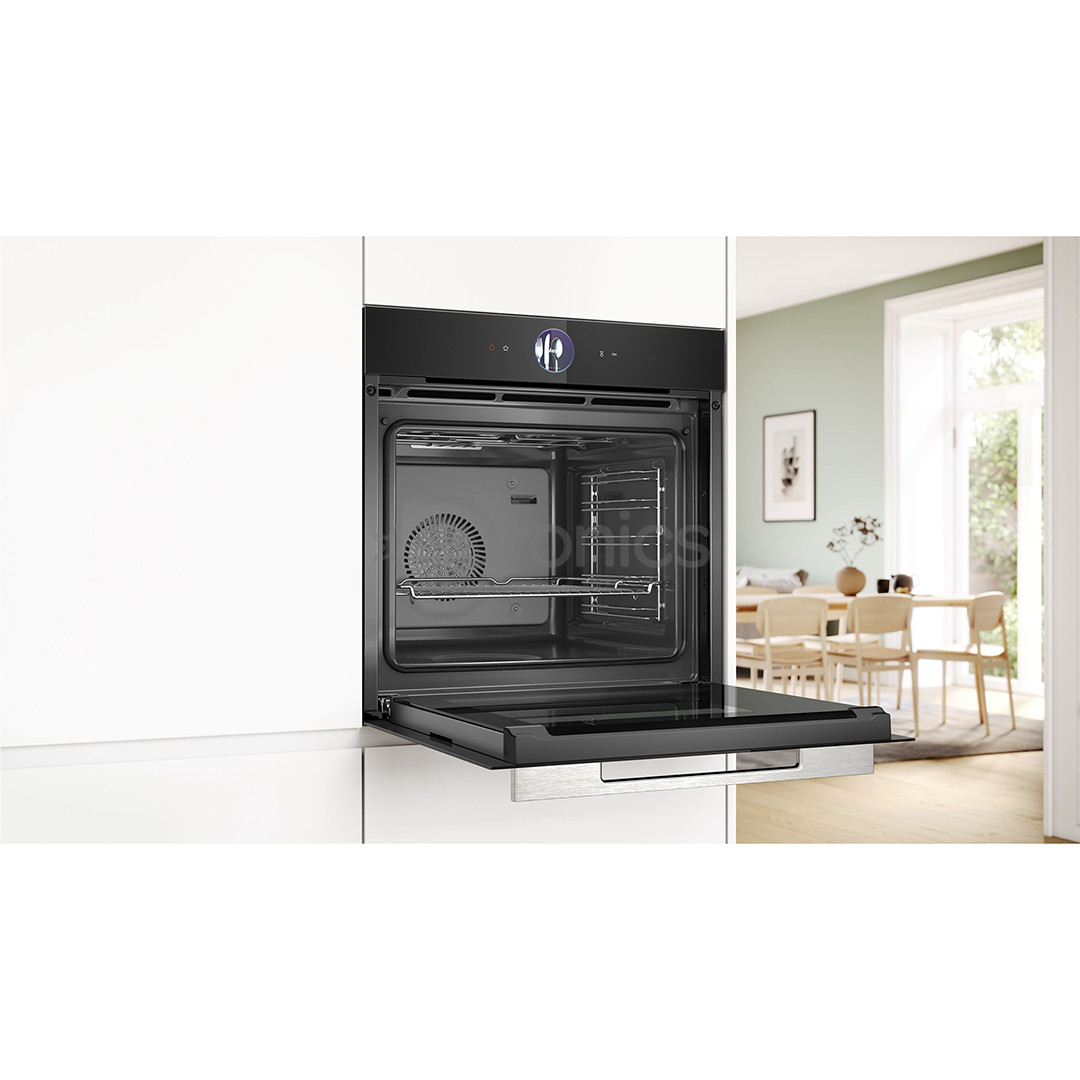Bosch, Series 8, hydrolytic cleaning, 71 L, black - Built-in oven