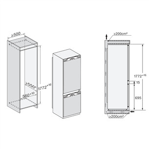 Miele NoFrost, 244 L, height 177 cm - Built-in Refrigerator