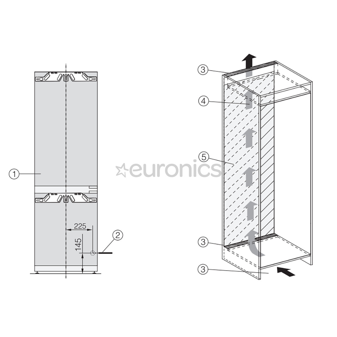 Miele NoFrost, 244 L, height 177 cm - Built-in Refrigerator