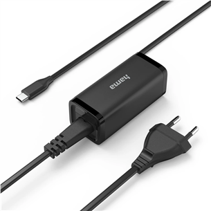 Hama, USB-C, 5-20 V, 65 W, must - Sülearvuti vooluadapter