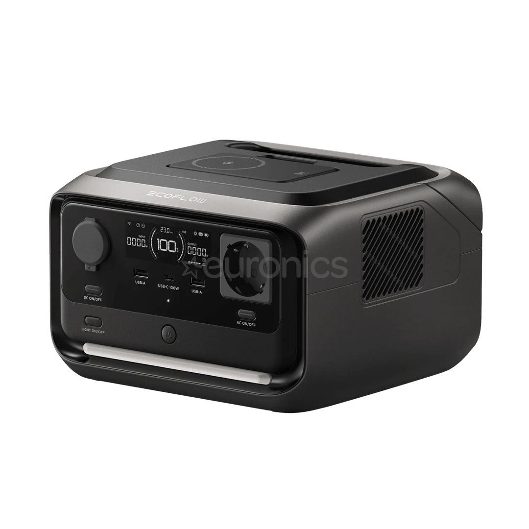 EcoFlow River 3 Max Plus Wireless, 858 Wh, must/hall - Akujaam