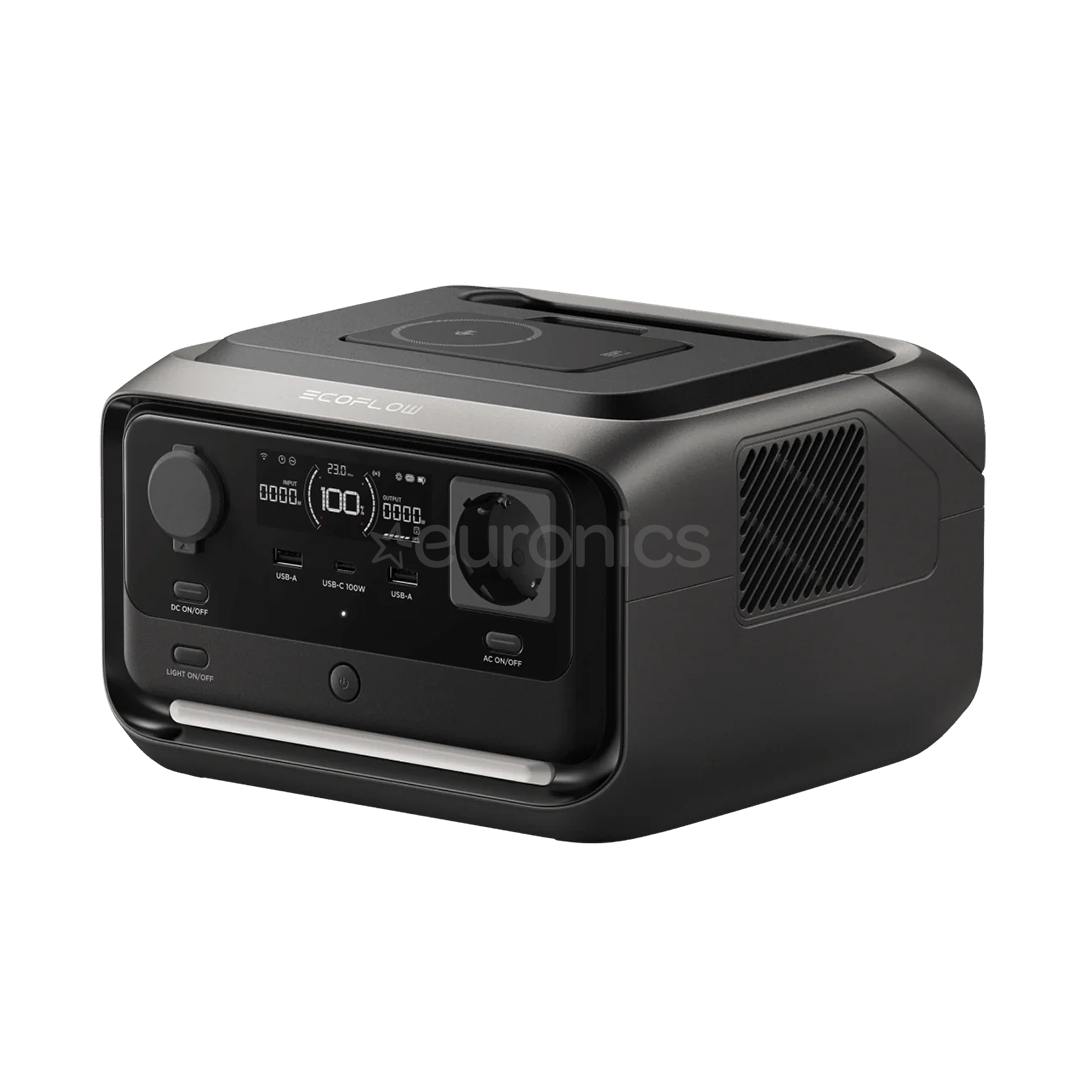 EcoFlow River 3 Plus Wireless, 286 Wh, must/hall - Akujaam