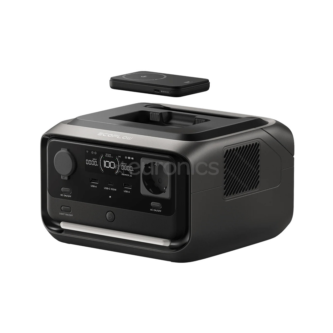 EcoFlow River 3 Max Plus Wireless, 858 Wh, must/hall - Akujaam