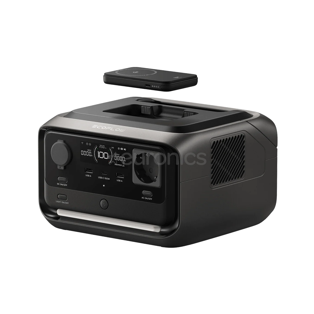 EcoFlow River 3 Plus Wireless, 286 Wh, must/hall - Akujaam