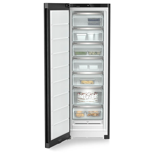 Liebherr plus NoFrost, 278 L, height 186 cm, black steel - Freezer