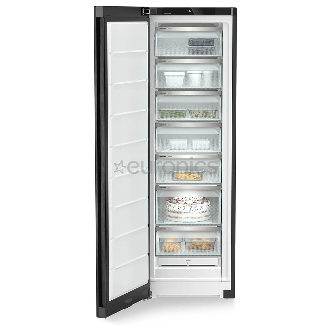 Liebherr plus NoFrost, 278 L, height 186 cm, black steel - Freezer