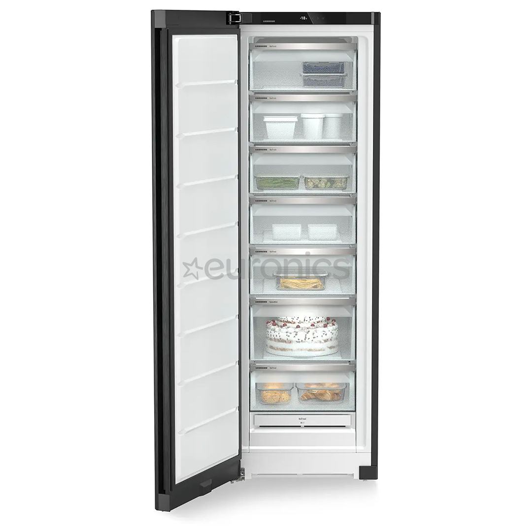 Liebherr plus NoFrost, 278 L, height 186 cm, black steel - Freezer