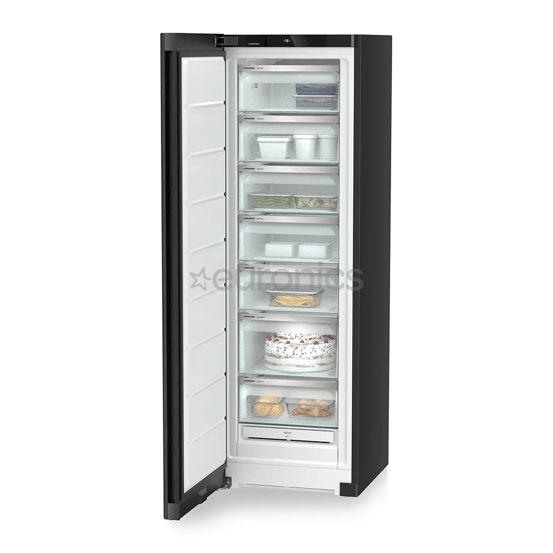 Liebherr plus NoFrost, 278 L, height 186 cm, black steel - Freezer