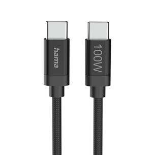Hama Fabric Charging Cable, USB-C - USB-C, Nylon, 3 m, must - Kaabel 00201749