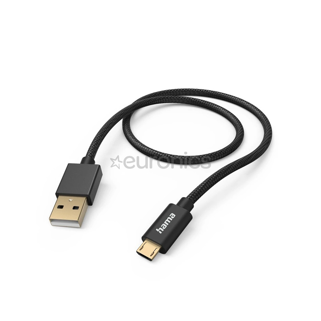 Hama Fabric Charging Cable, USB-A - Micro-USB, 1,5 m, nylon, must - Kaabel