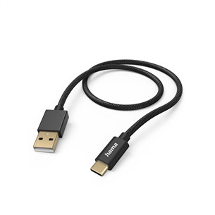 Hama Fabric Charging Cable, USB-A - USB-C, 1,5 m, nylon, black - Cable 00201545