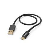 Hama Fabric Charging Cable, USB-A - USB-C, 1,5 m, nylon, black - Cable