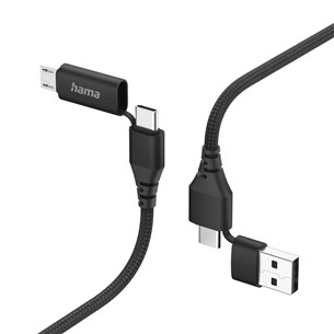 Hama 4-in-1 USB-C/USB-A - USB-C/Micro-USB, 1,5 m, nylon, black - Cable 00201537