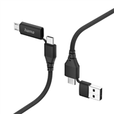 Hama 4-in-1 USB-C/USB-A - USB-C/Micro-USB, 1,5 m, nylon, must - Kaabel