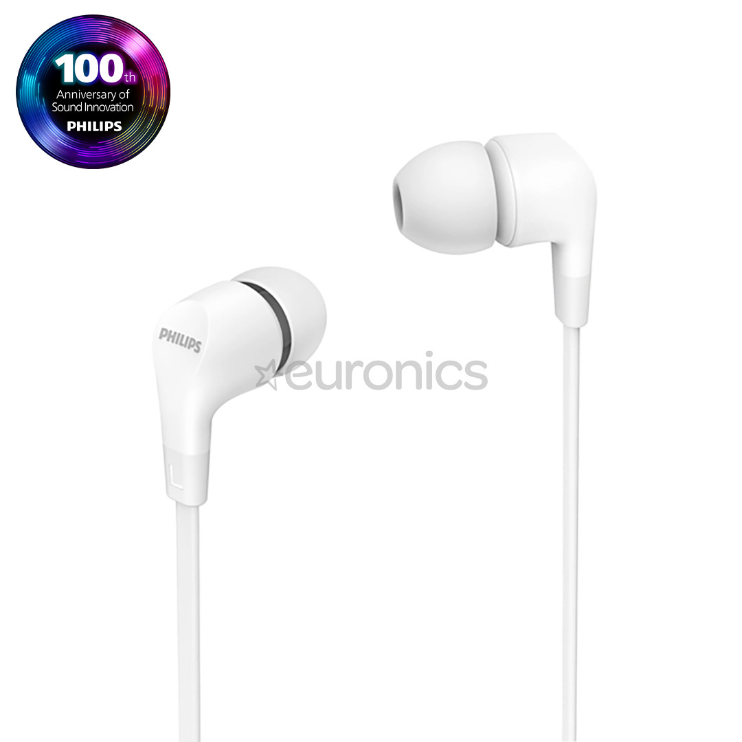 Philips TAE1105WT, 3,5 мм, белый - Проводные внутриканальные наушники