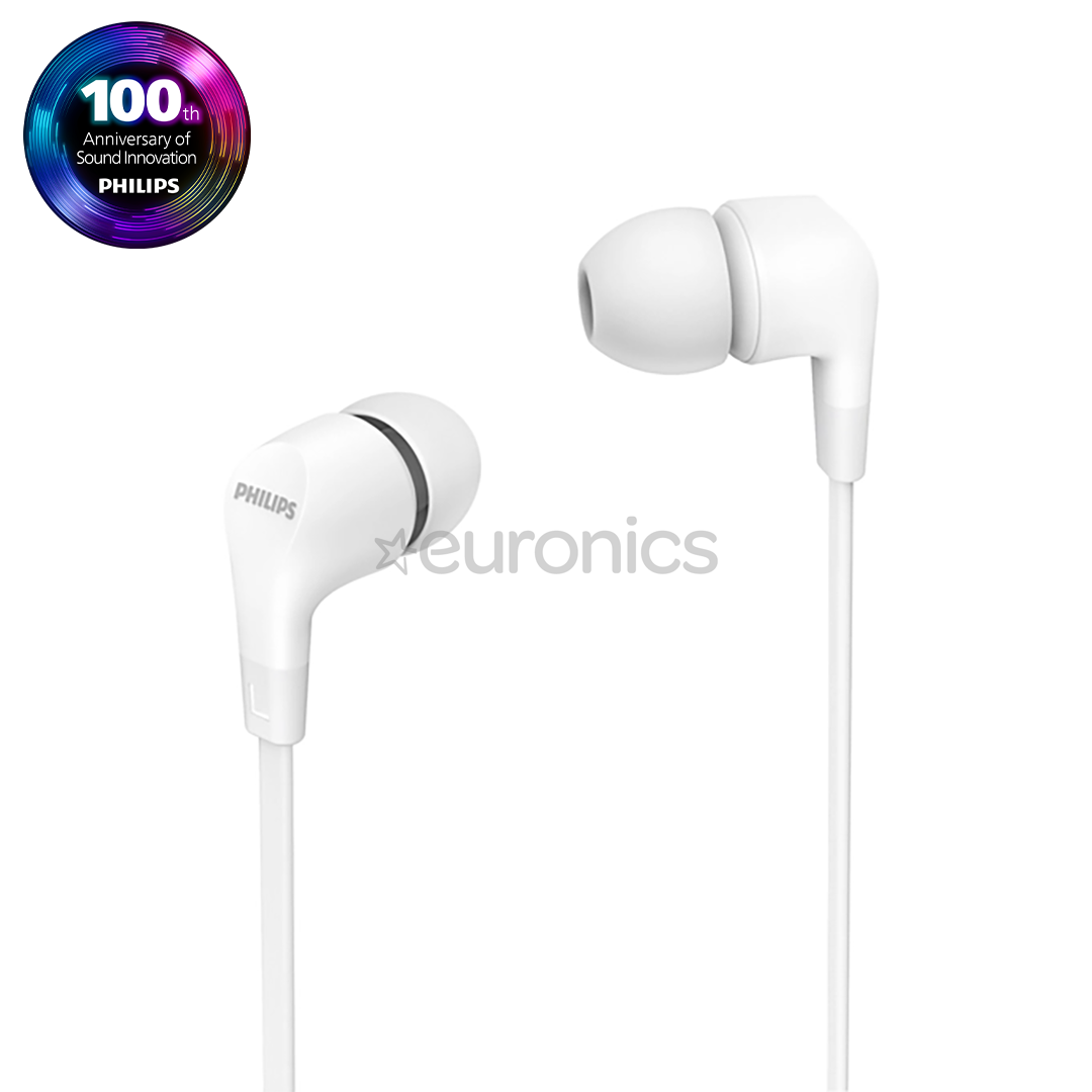 Philips TAE1105WT, 3,5 мм, белый - Проводные внутриканальные наушники