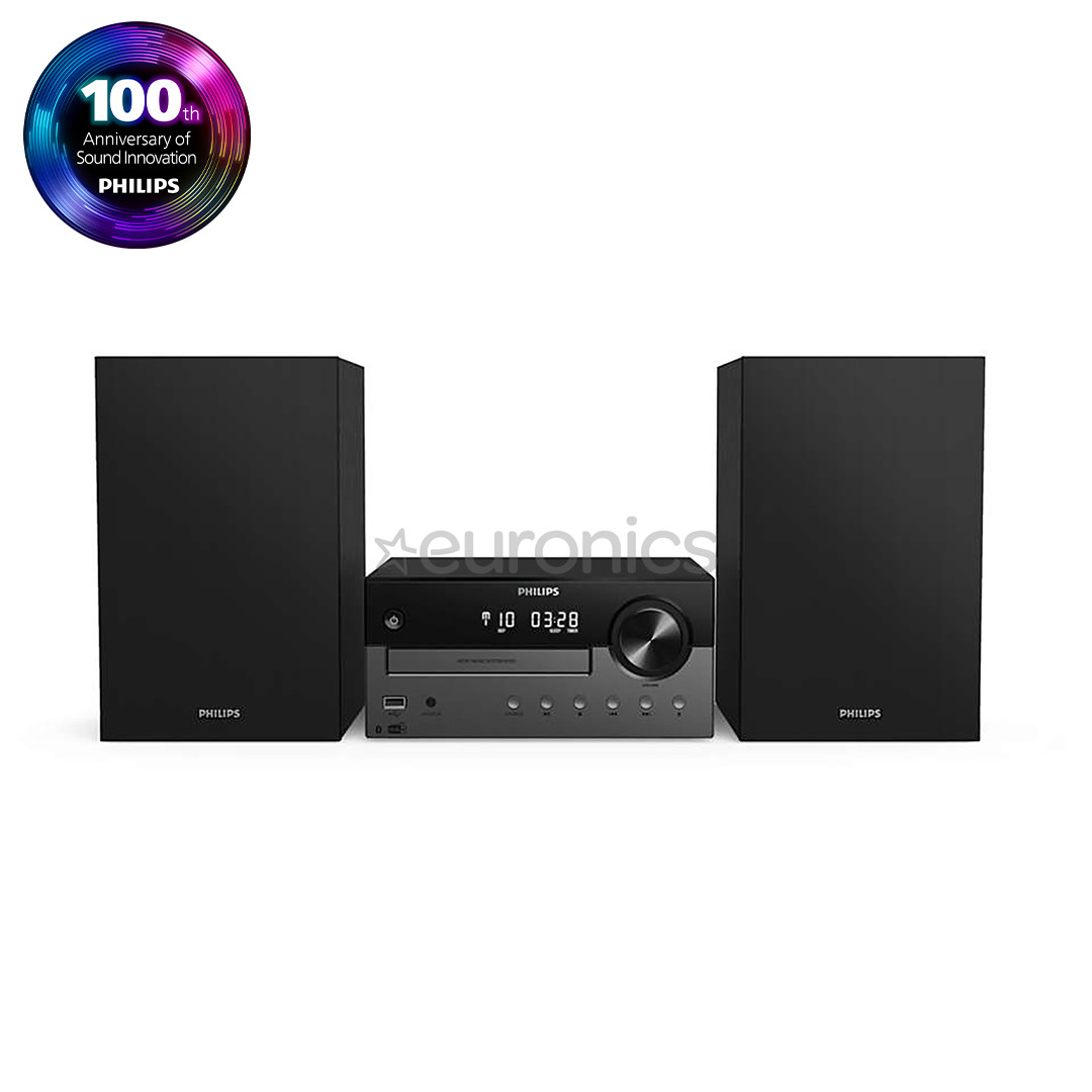 Philips TAM4505, 2.0, 60 W, Bluetooth, USB, CD, must - Muusikakeskus