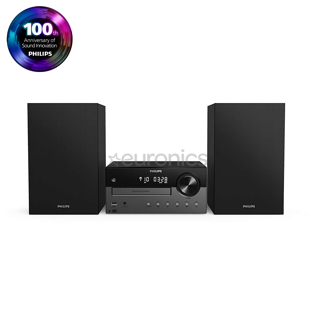 Philips TAM4505, 2.0, 60 W, Bluetooth, USB, CD, must - Muusikakeskus