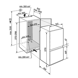 Liebherr Plus BioFresh NoFrost, 244 L, height 177 cm - Built-in refrigerator