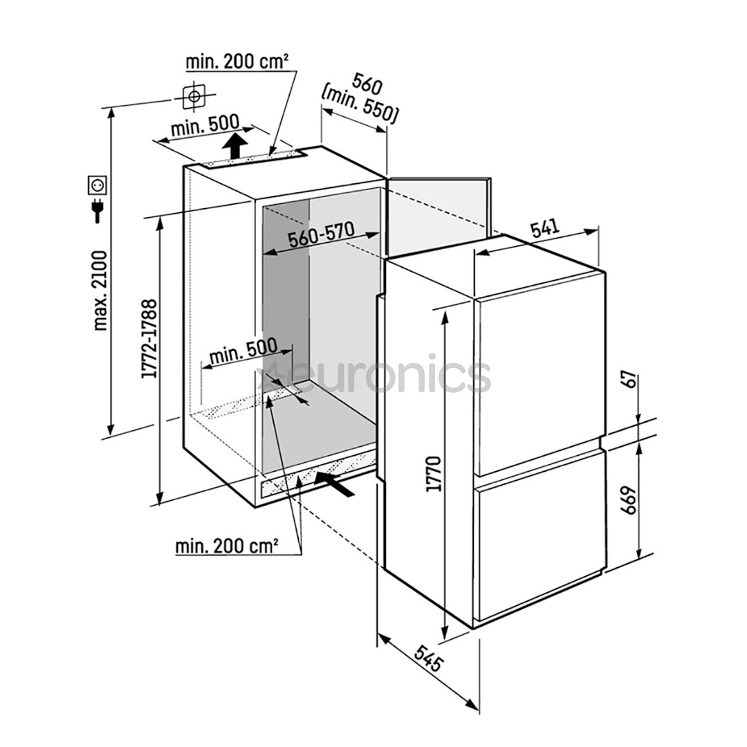 Liebherr Plus BioFresh NoFrost, 244 L, height 177 cm - Built-in refrigerator