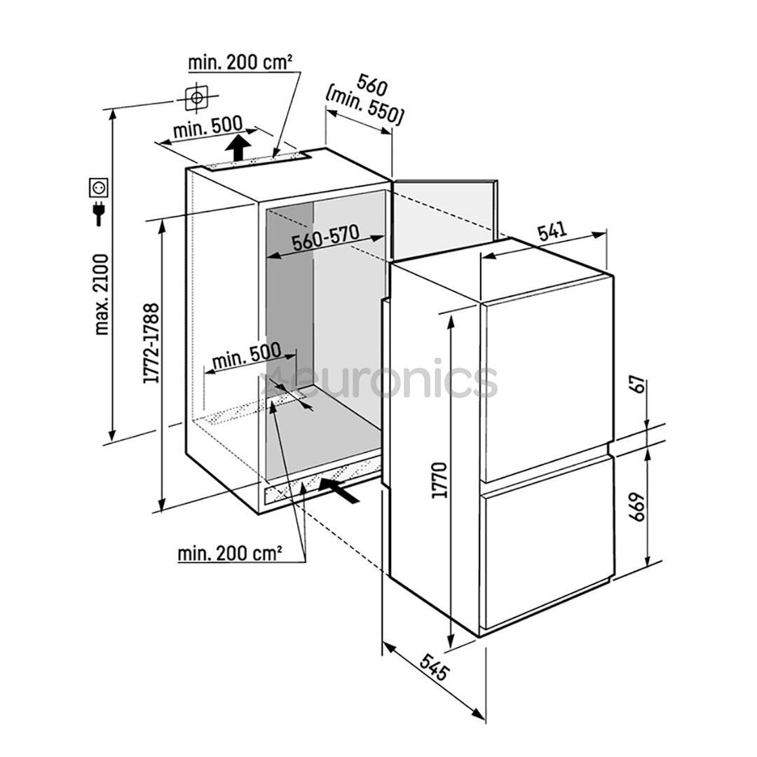 Liebherr Plus BioFresh NoFrost, 244 L, kõrgus 177 cm - Integreeritav külmik