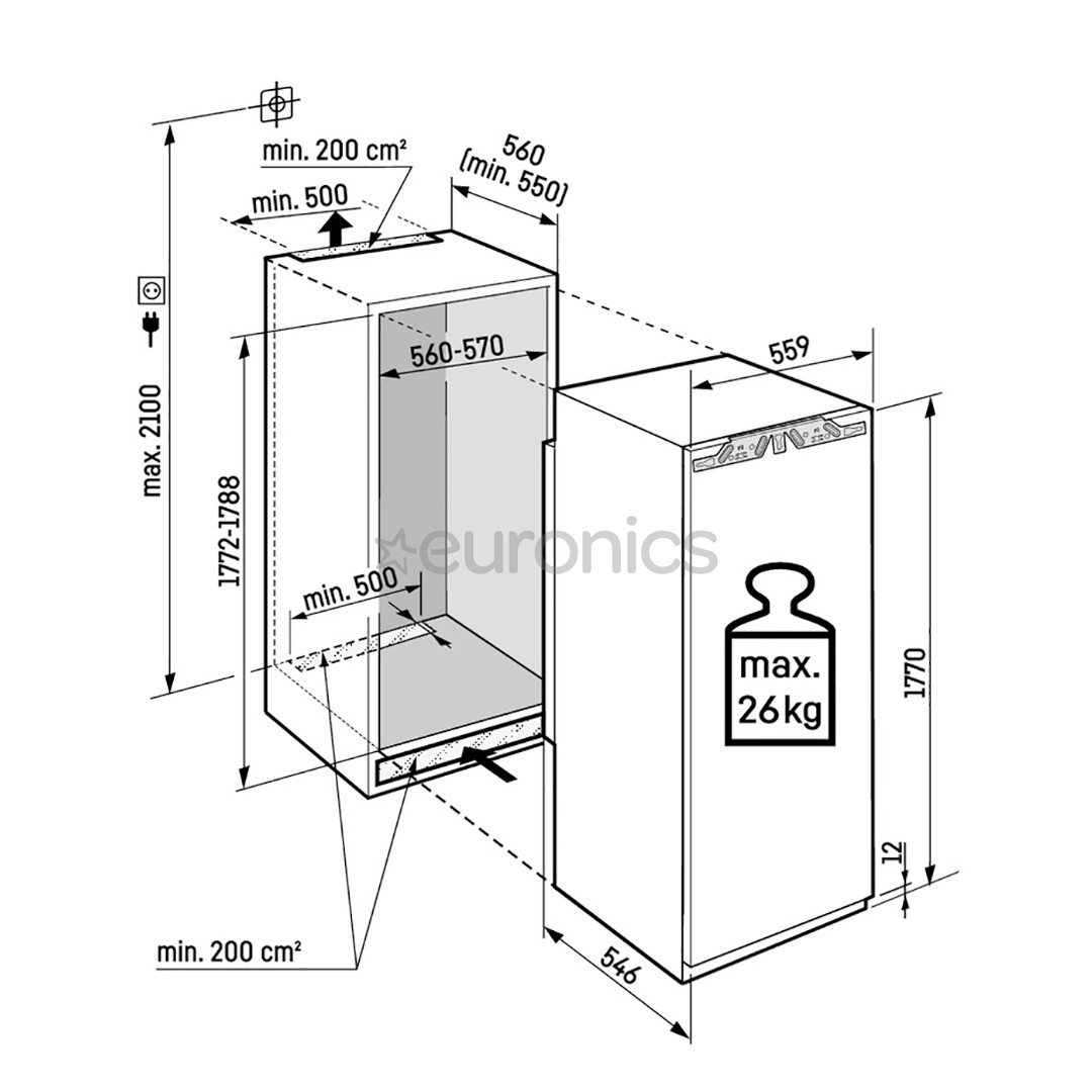 Liebherr Plus BioFresh, 275 L, kõrgus 177 cm - Integreeritav külmik