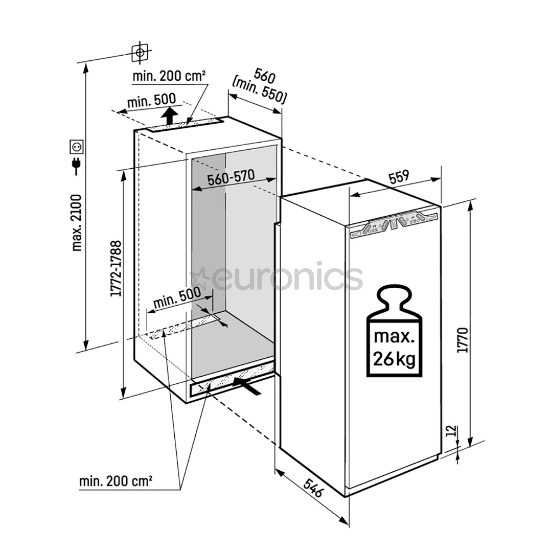 Liebherr Plus BioFresh, 275 L, kõrgus 177 cm - Integreeritav külmik