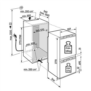 Liebherr Peak NoFrost, 255 л, высота 177 см - Интегрируемый холодильник
