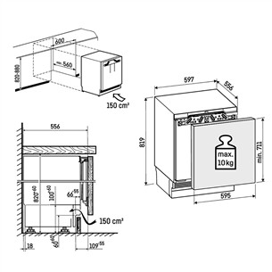 Liebherr pure, SmartFrost, 88 L, kõrgus 82 cm - Integreeritav sügavkülmik