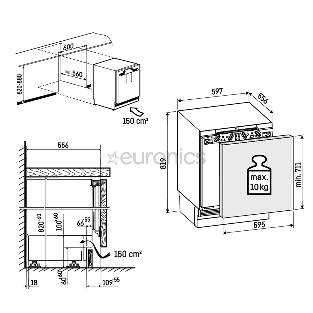 Liebherr pure, SmartFrost, 88 L, kõrgus 82 cm - Integreeritav sügavkülmik