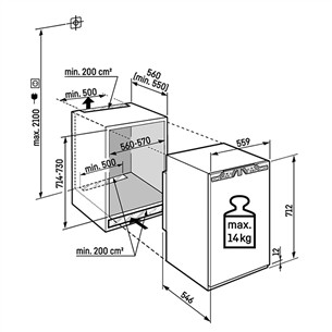 Liebherr pure NoFrost, 66 L, kõrgus 72 cm - Integreeritav sügavkülmik