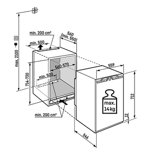Liebherr pure NoFrost, 66 л, высота 72 см - Интегрируемый морозильник