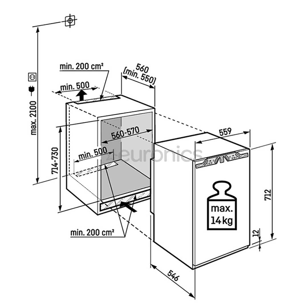 Liebherr pure NoFrost, 66 л, высота 72 см - Интегрируемый морозильник