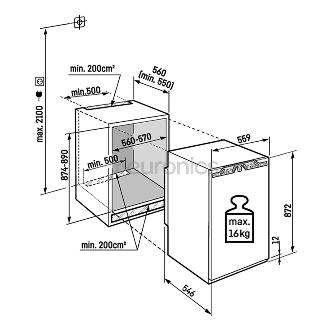 Liebherr pure, SmartFrost, 101 L, kõrgus 88 cm - Integreeritav sügavkülmik
